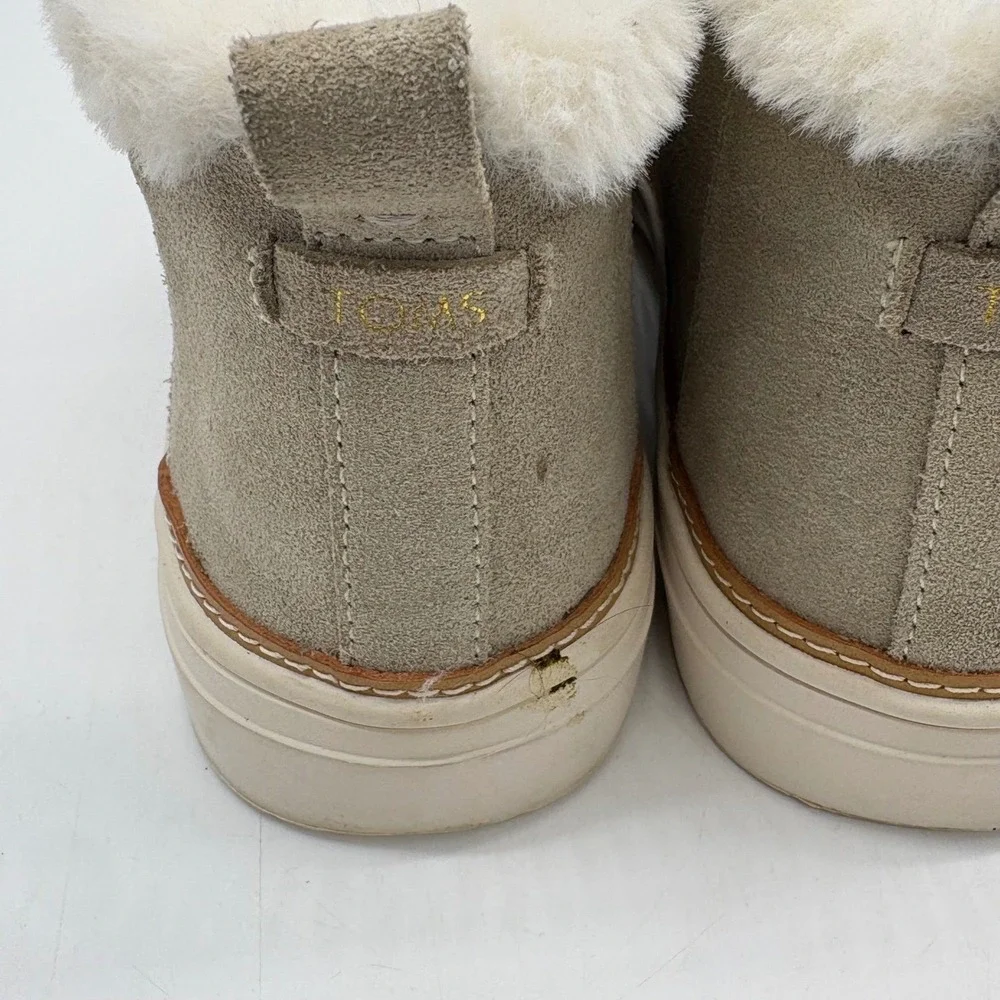 TOMS Womens 8.5 Paxton Cobblestone Suede Slip On Faux Fur Ankle Slippers shoes